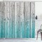 Ambesonne Rustic Shower Curtain, Powder Room Decorations Wood Panels Background with Digital Tones Effect Country House Image, Cloth Fabric for Home Bathroom Decor Set with Hooks, 69" W x 75" L, Teal Grey